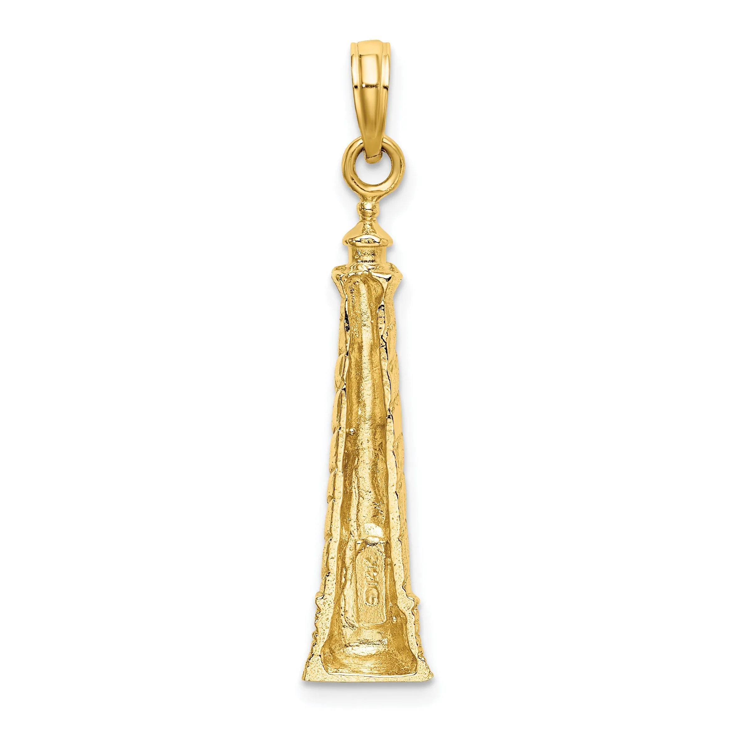 14K Yellow Gold Polished Finish 2-D Cape Hatteras Lighthouse Charm