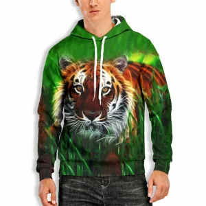 3D Print Hoodie with Green Tiger Print