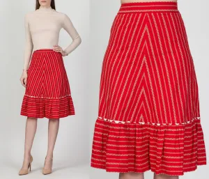 70s Red Floral Skirt - Medium, 28"