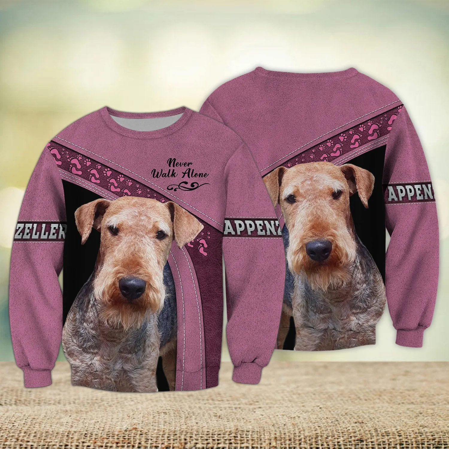 Airedale Love Pink Multi Option Never Walk Alone 3D Full Print Sweatshirt Christmas Gift