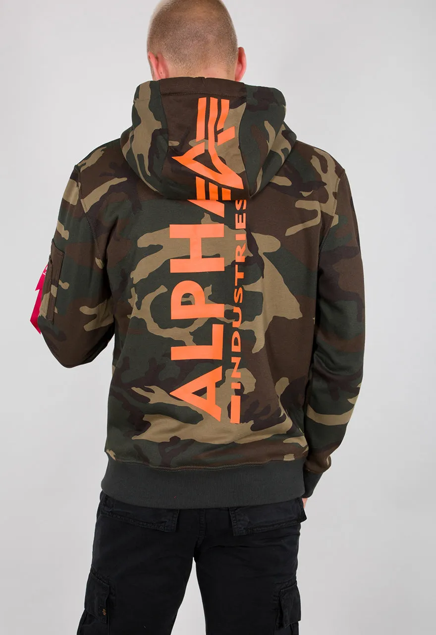 Alpha Industries Backprint Hoodie Woodland Camo Green Orange 178318-65