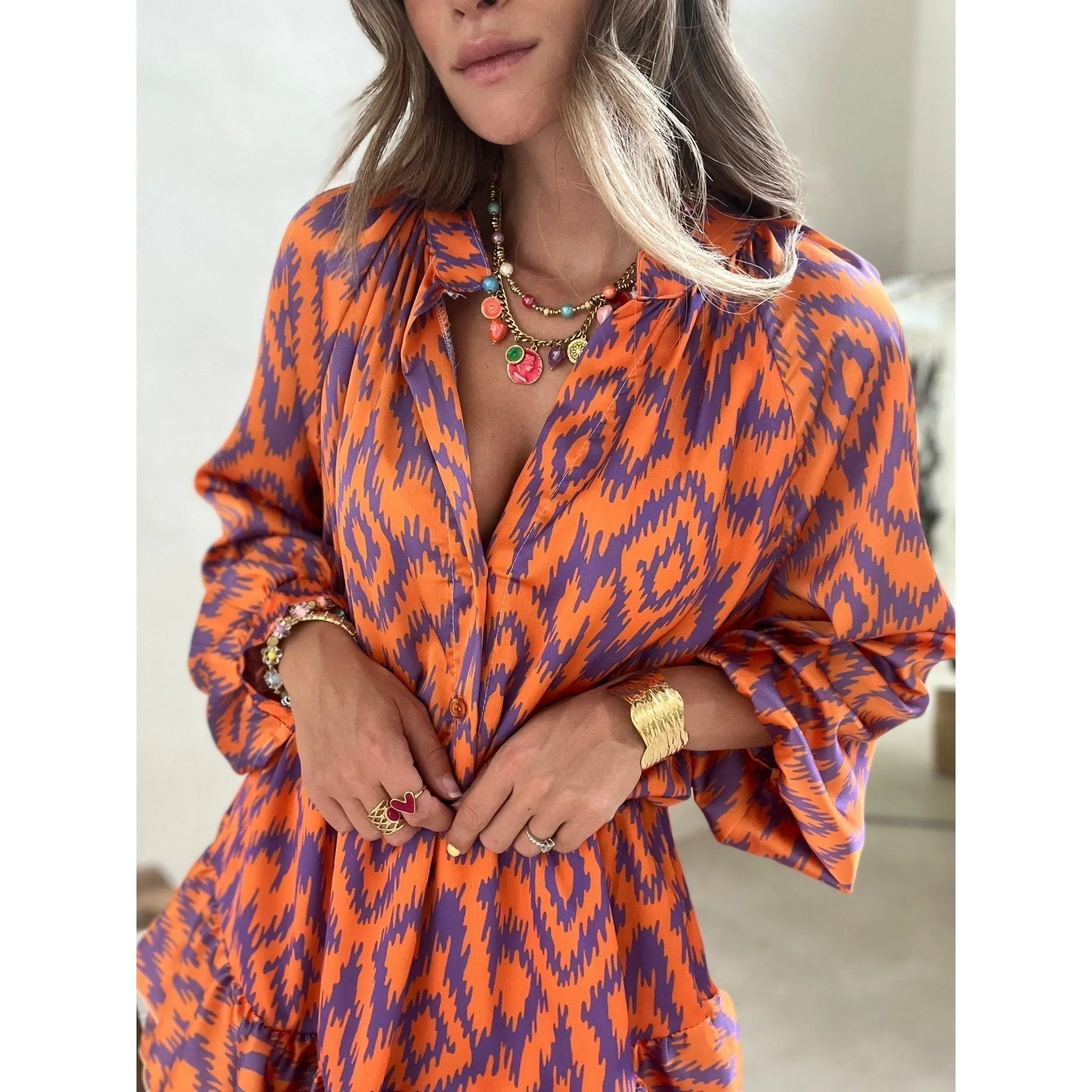 Anette Romper - Bedrucktes Romper-Kleid mit Rüschen