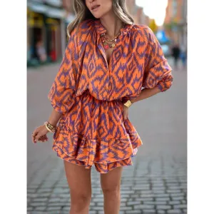 Anette Romper - Bedrucktes Romper-Kleid mit Rüschen