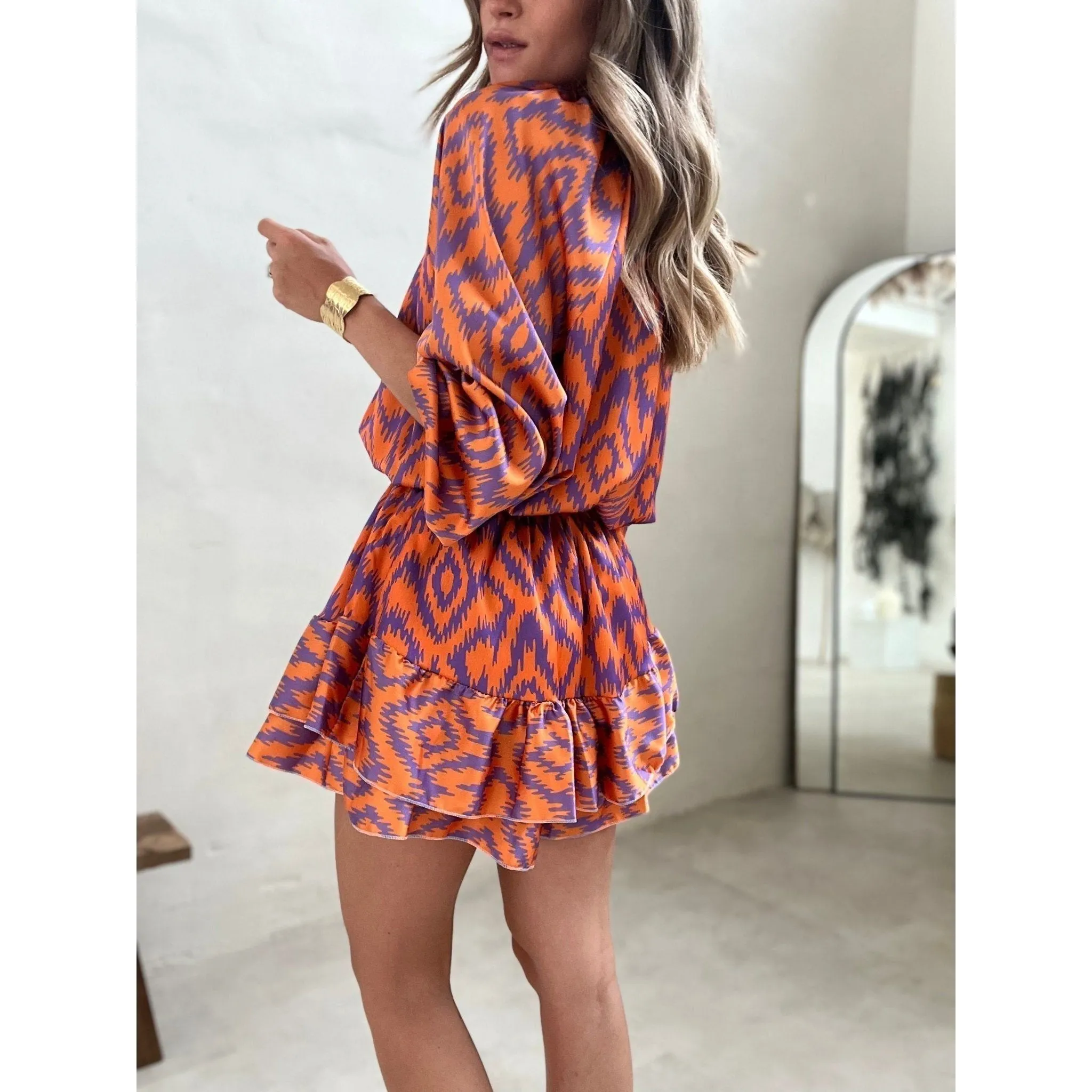 Anette Romper - Bedrucktes Romper-Kleid mit Rüschen