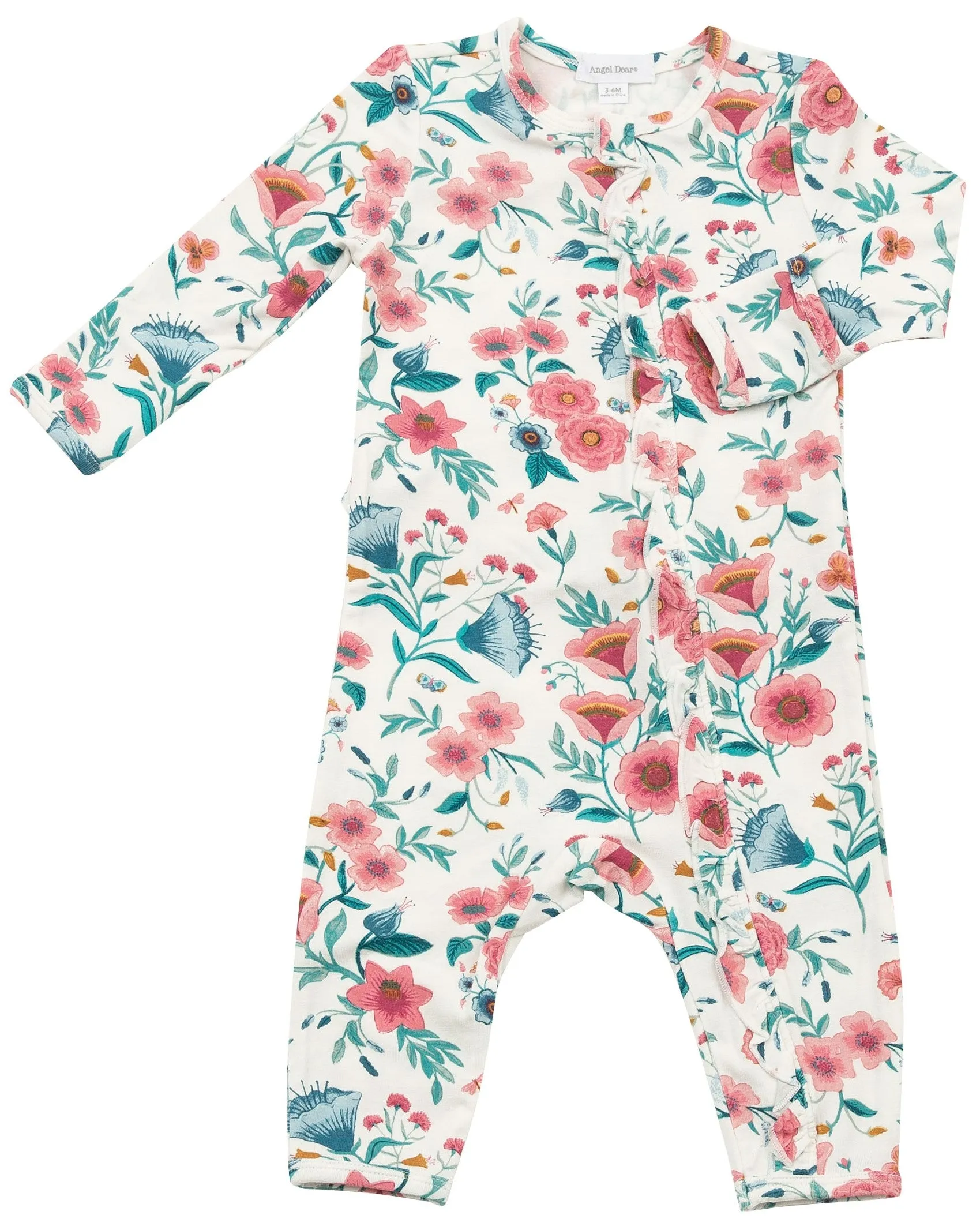 Angel Dear Vintage Garden Ruffle Front Bamboo Romper