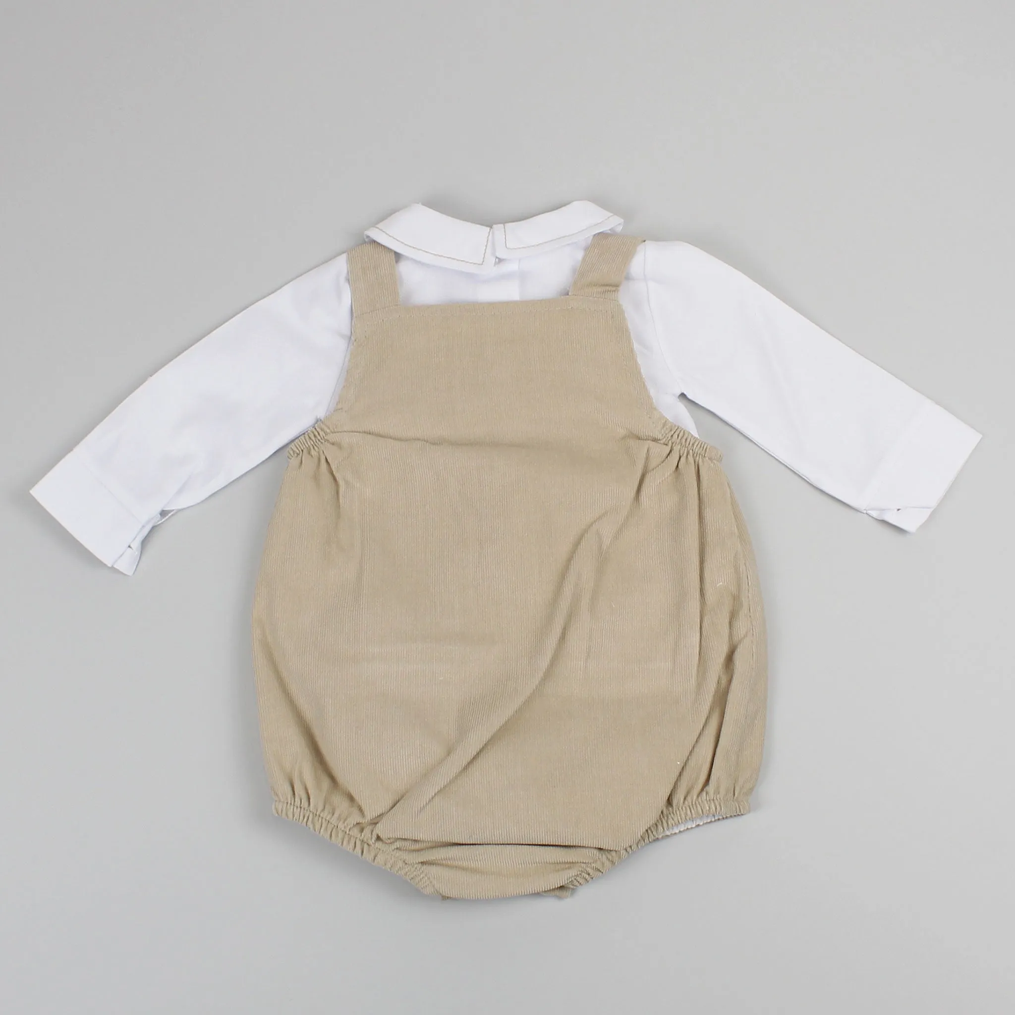Baby Boys Corded Romper and Shirt - Beige