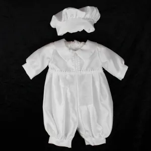 Baby Boys White Christening Baptism Outfit Suit Romper with Hat