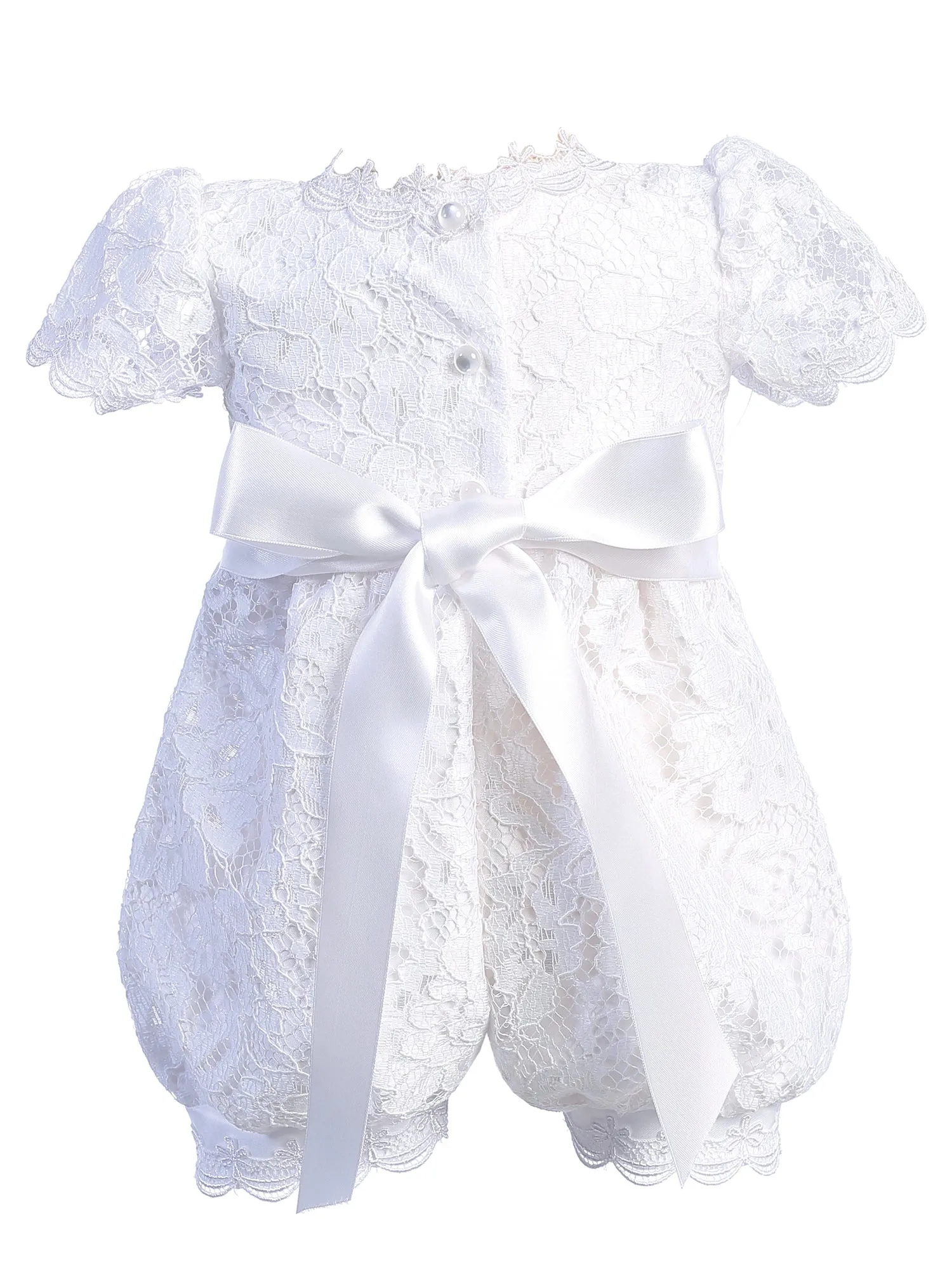 Baby Girls White Lace Bonnet Romper Hazel Christening Easter Set 0-18M