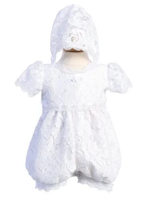 Baby Girls White Lace Bonnet Romper Hazel Christening Easter Set 0-18M