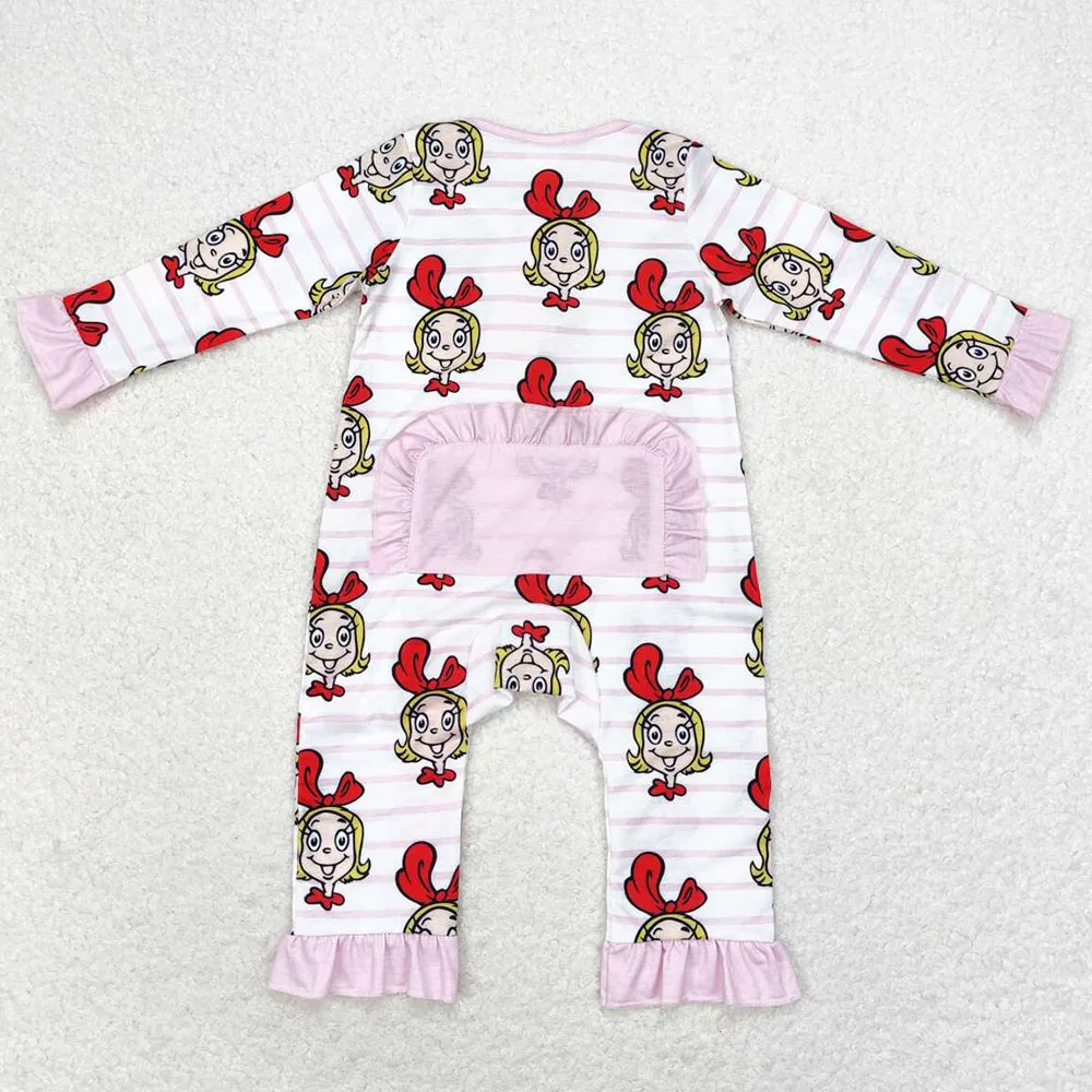 Baby Infant Girls Rompers Pink Long Sleeve Bamboo Zippy Rompers LR1001