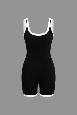 Basic Contrast Trim Tank Romper