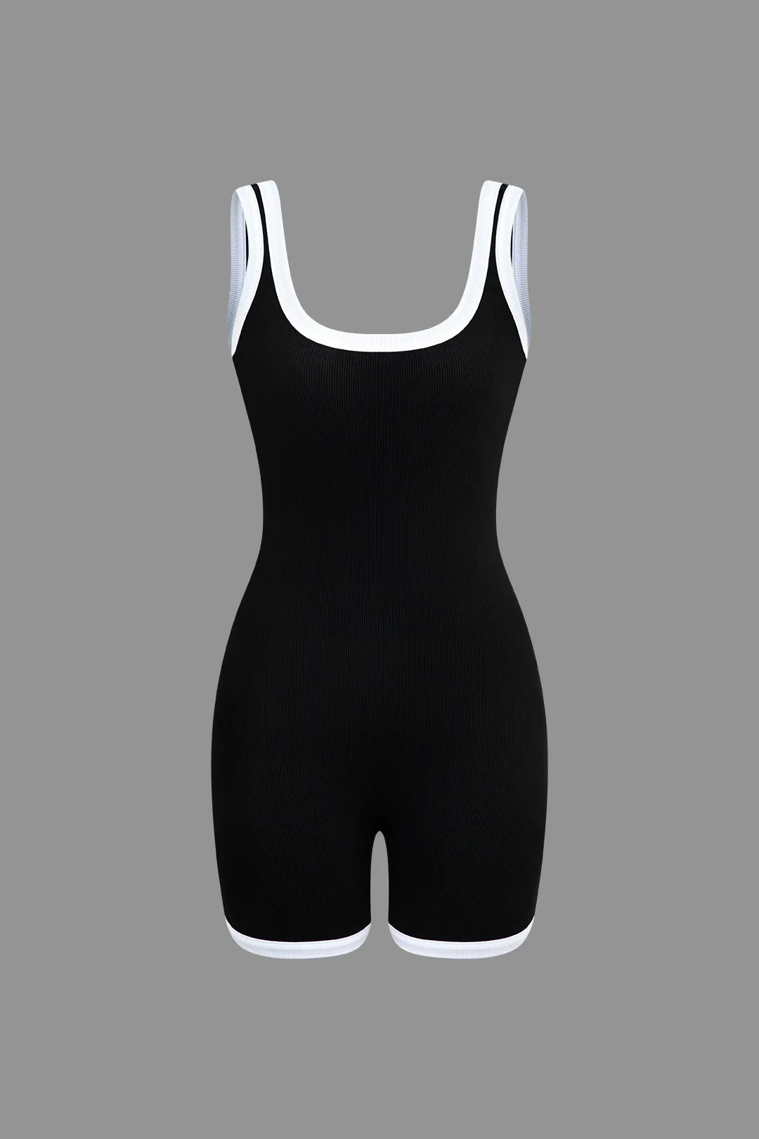 Basic Contrast Trim Tank Romper
