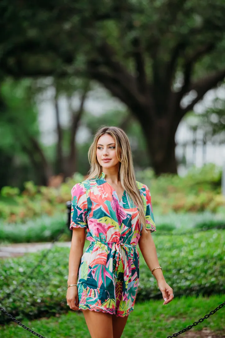 Birds of Paradise Vneck Playsuit