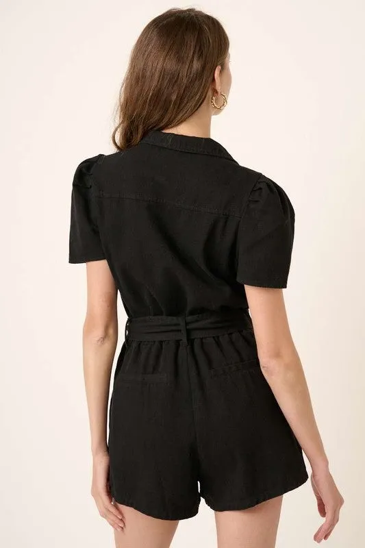 Black Denim Romper