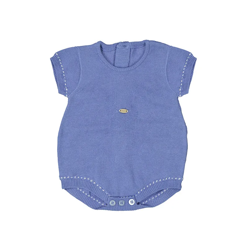 Blue Knit Romper for Newborns