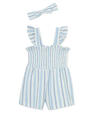 Blue Stripe Gauze Romper (12M-24M)