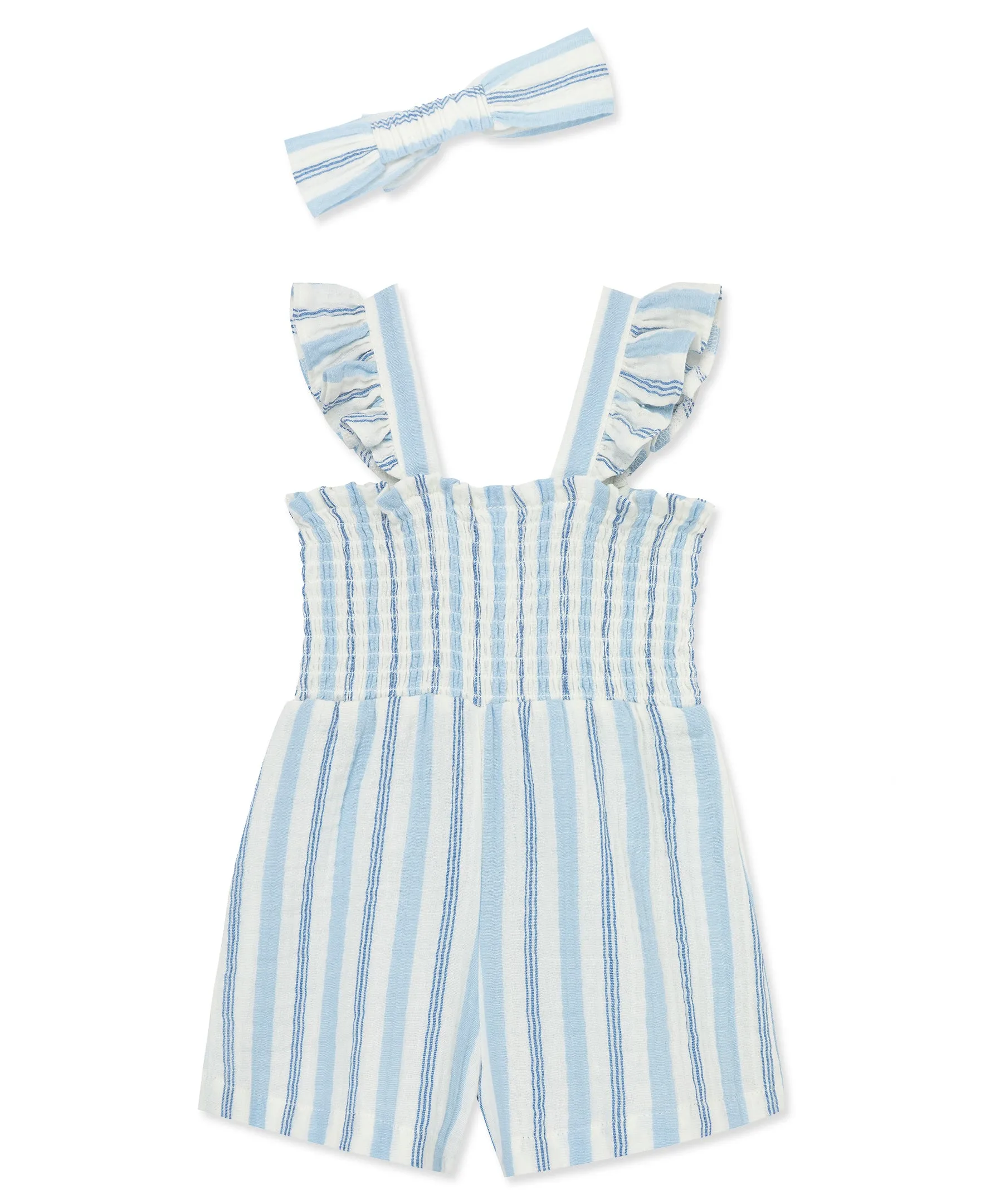 Blue Stripe Gauze Romper (12M-24M)