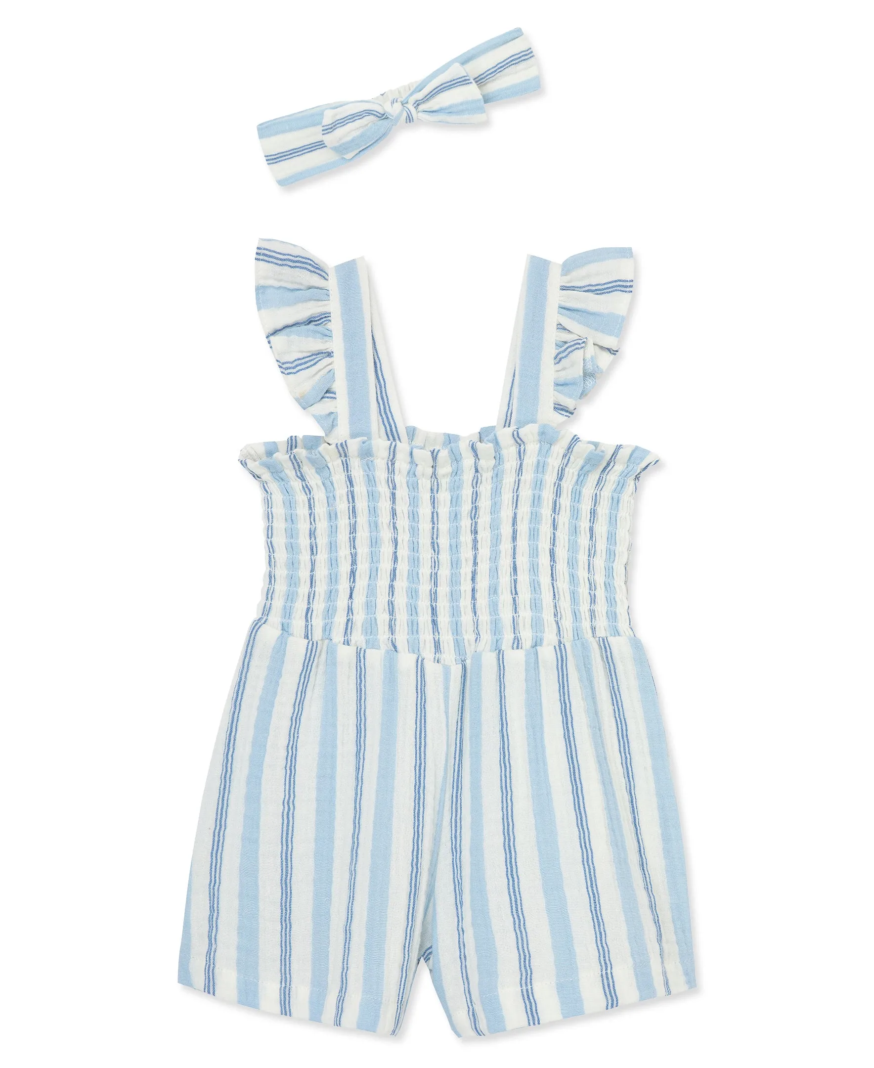Blue Stripe Gauze Romper (12M-24M)