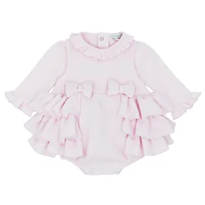 Blues Baby Girls Pink Amarante Collection Frilly Romper Set