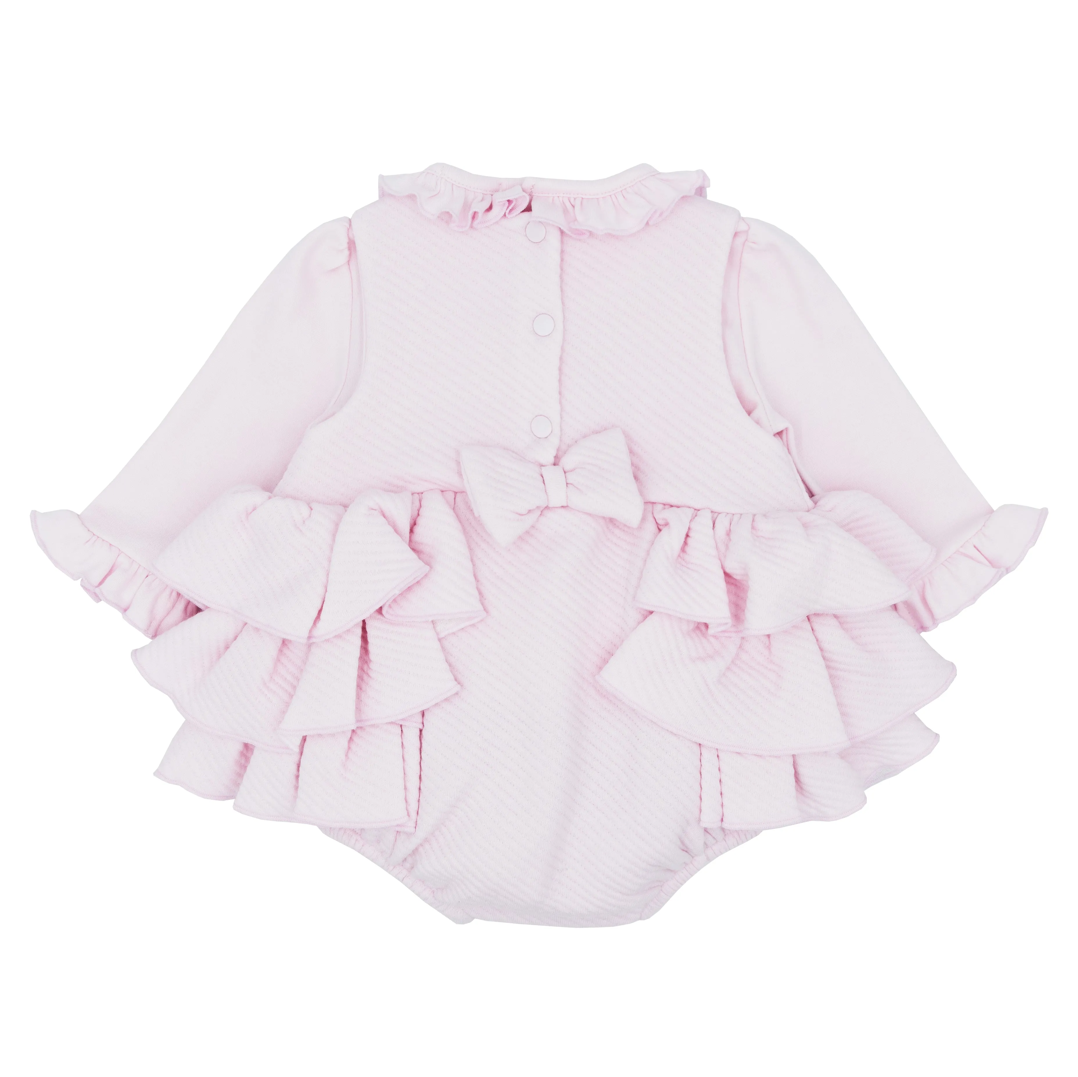 Blues Baby Girls Pink Amarante Collection Frilly Romper Set