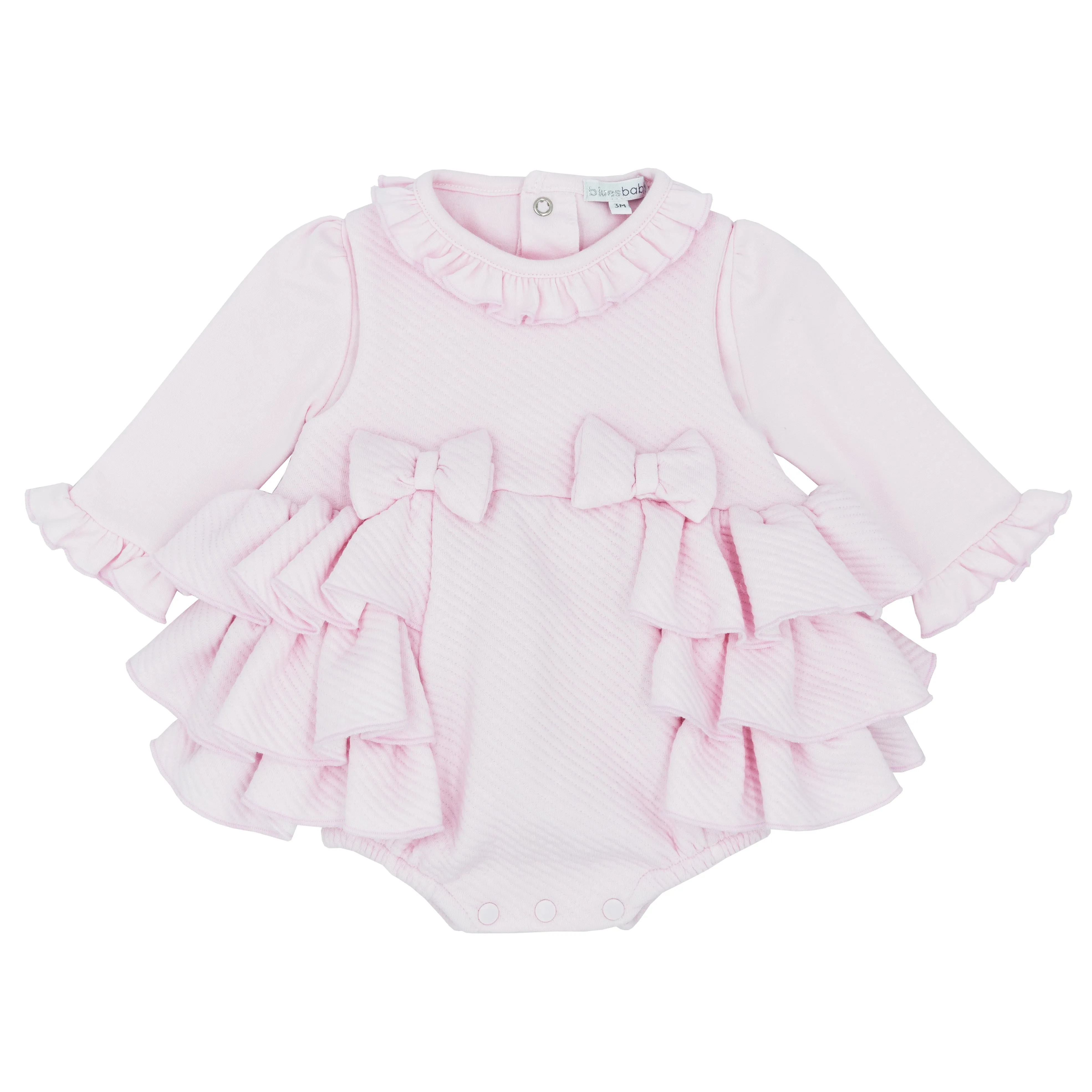 Blues Baby Girls Pink Amarante Collection Frilly Romper Set