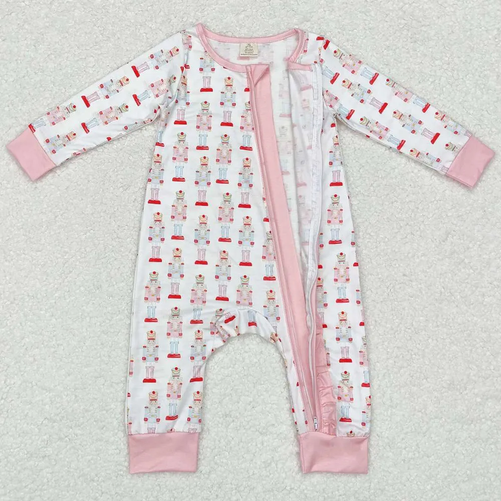 Boutique Infant Baby Girls Rompers Sibling Christmas Zip Bamboo Rompers LR1185