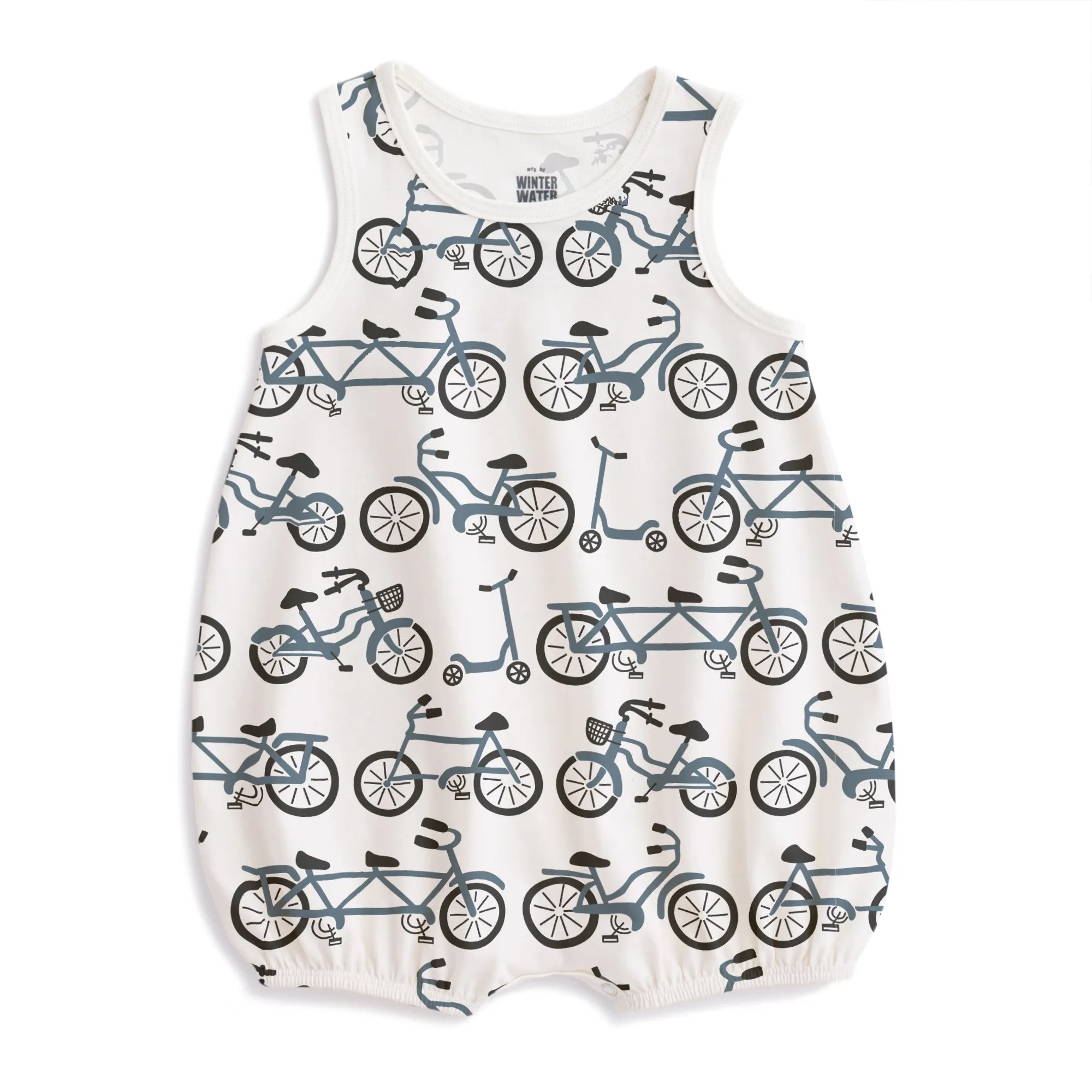 Bubble Romper - Bikes Slate Blue