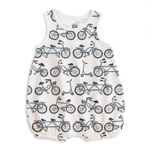 Bubble Romper - Bikes Slate Blue