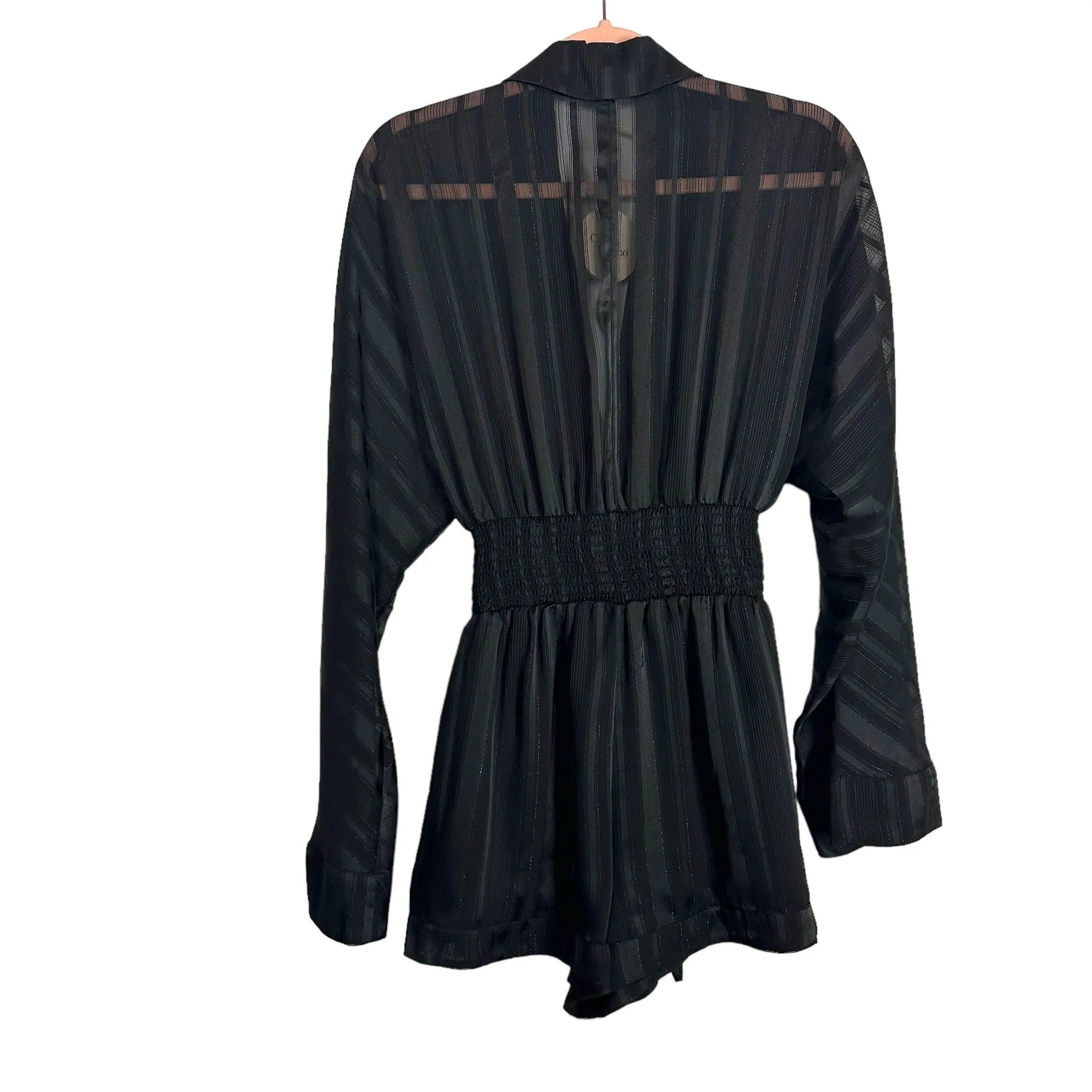 Camila Coelho Black Shimmer Semi Sheer Romper NWT- Size S (sold out online)
