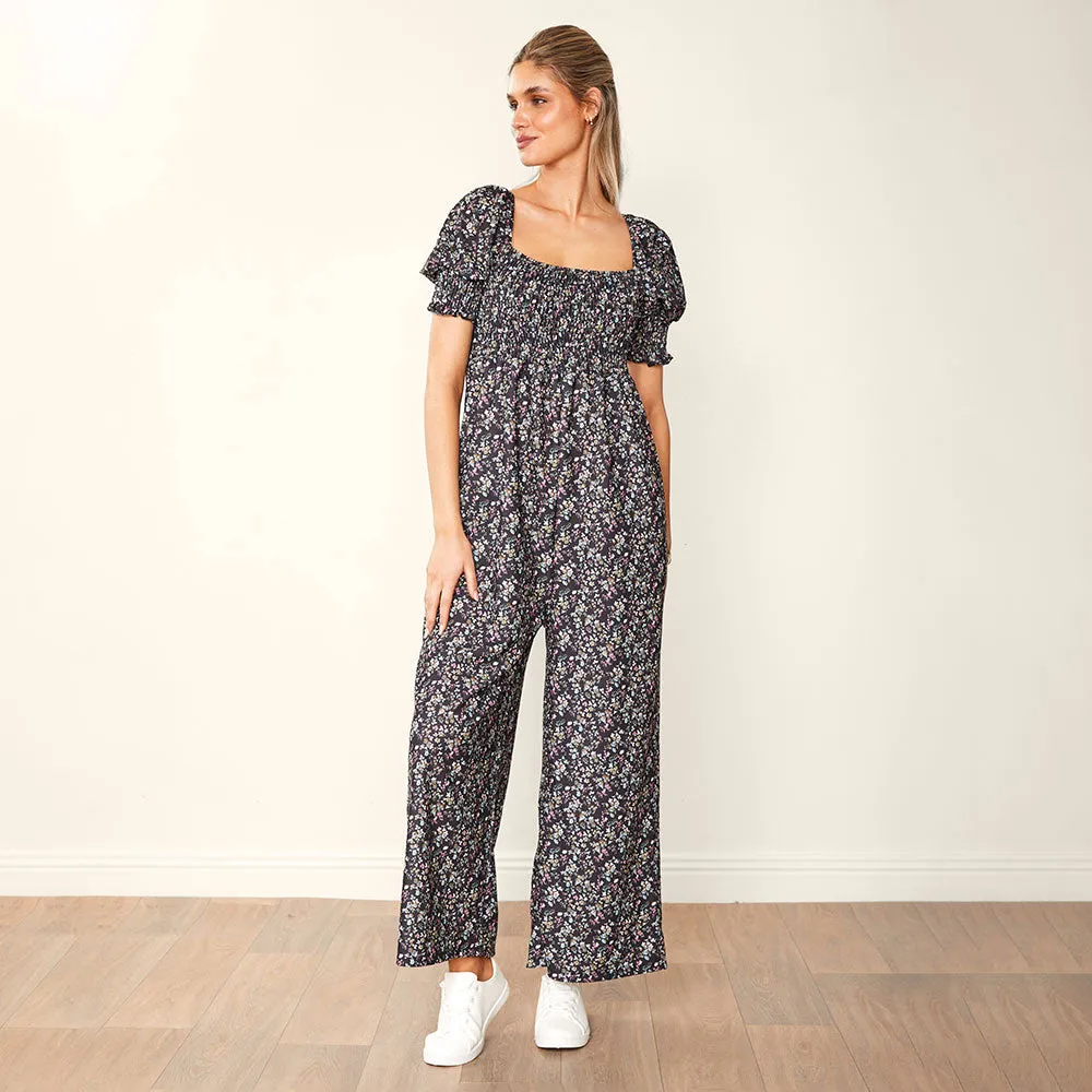 Camilla Jumpsuit (Black Floral)