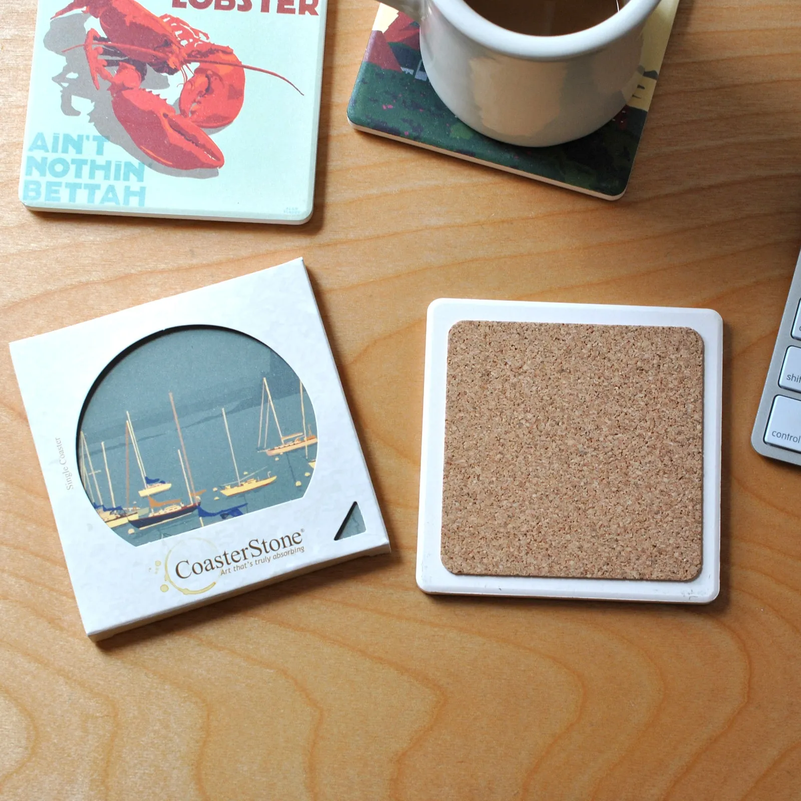 Cape Cod Map Art Drink Coaster - Massachusetts
