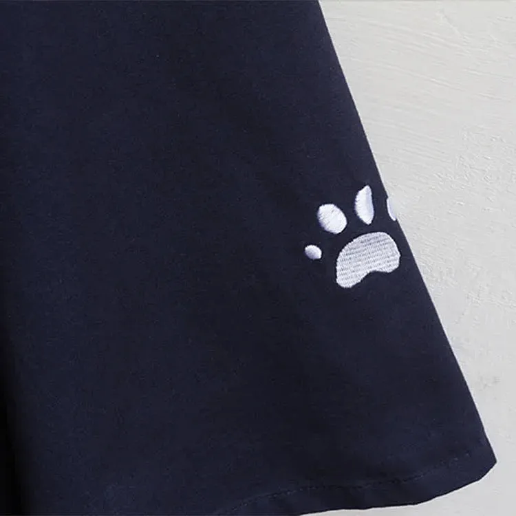 Cartoon Cat Paws Embroidery Zipper Hoodie Coat
