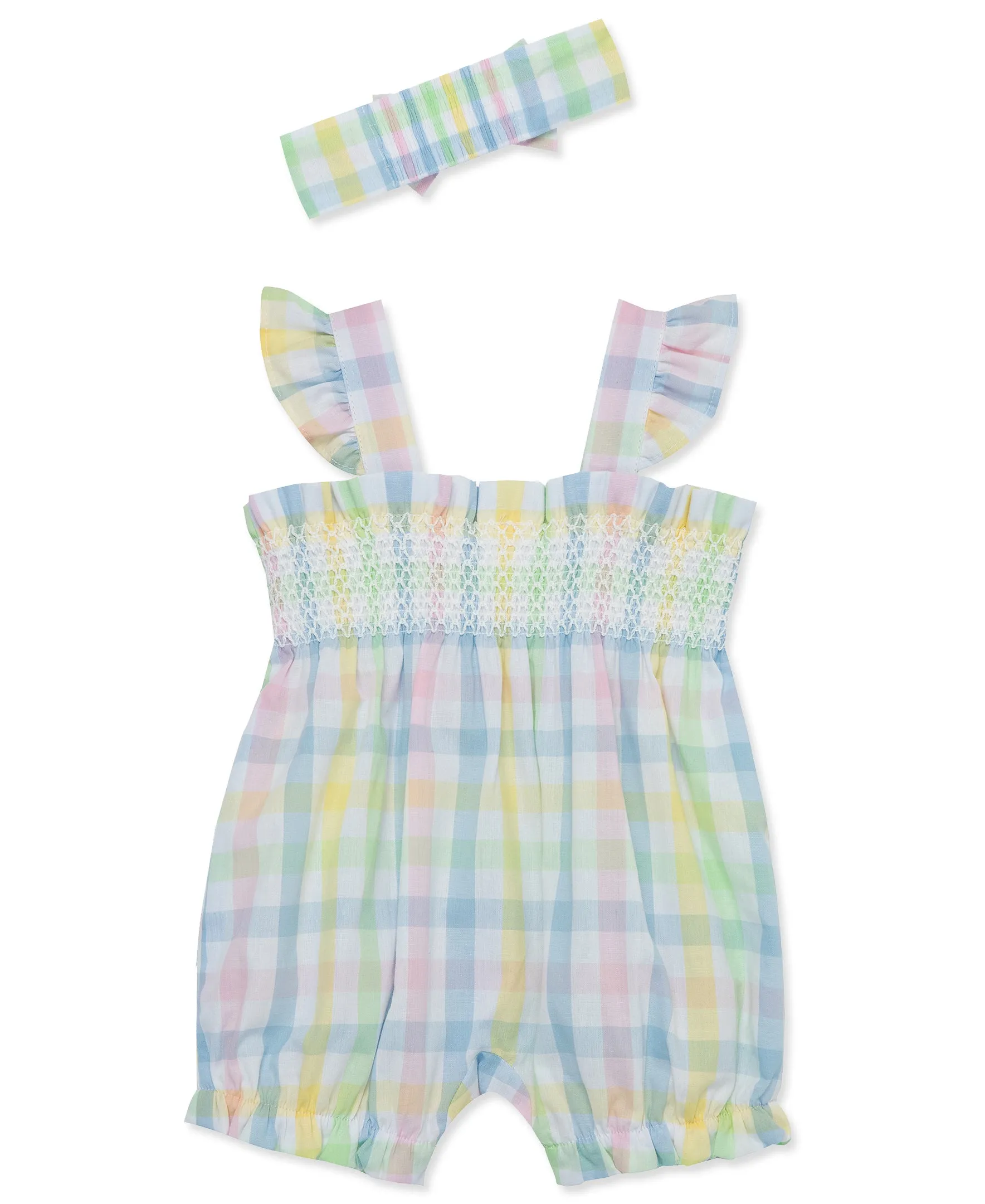 Check Bubble Romper & Headband Set