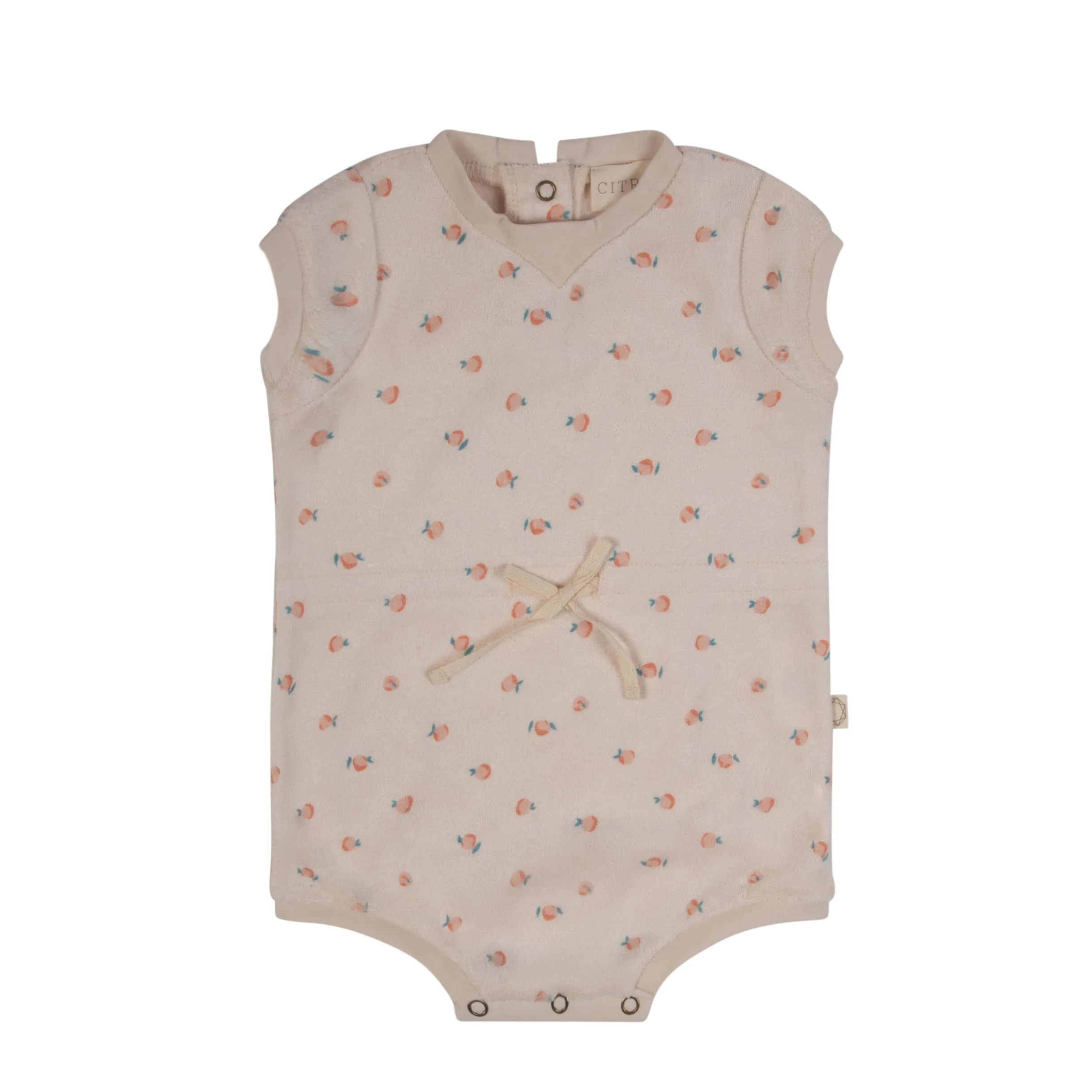 Citrine Beige/Peach Peach Print Terry Romper