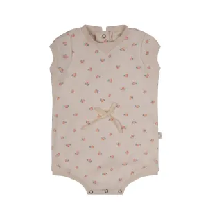 Citrine Beige/Peach Peach Print Terry Romper