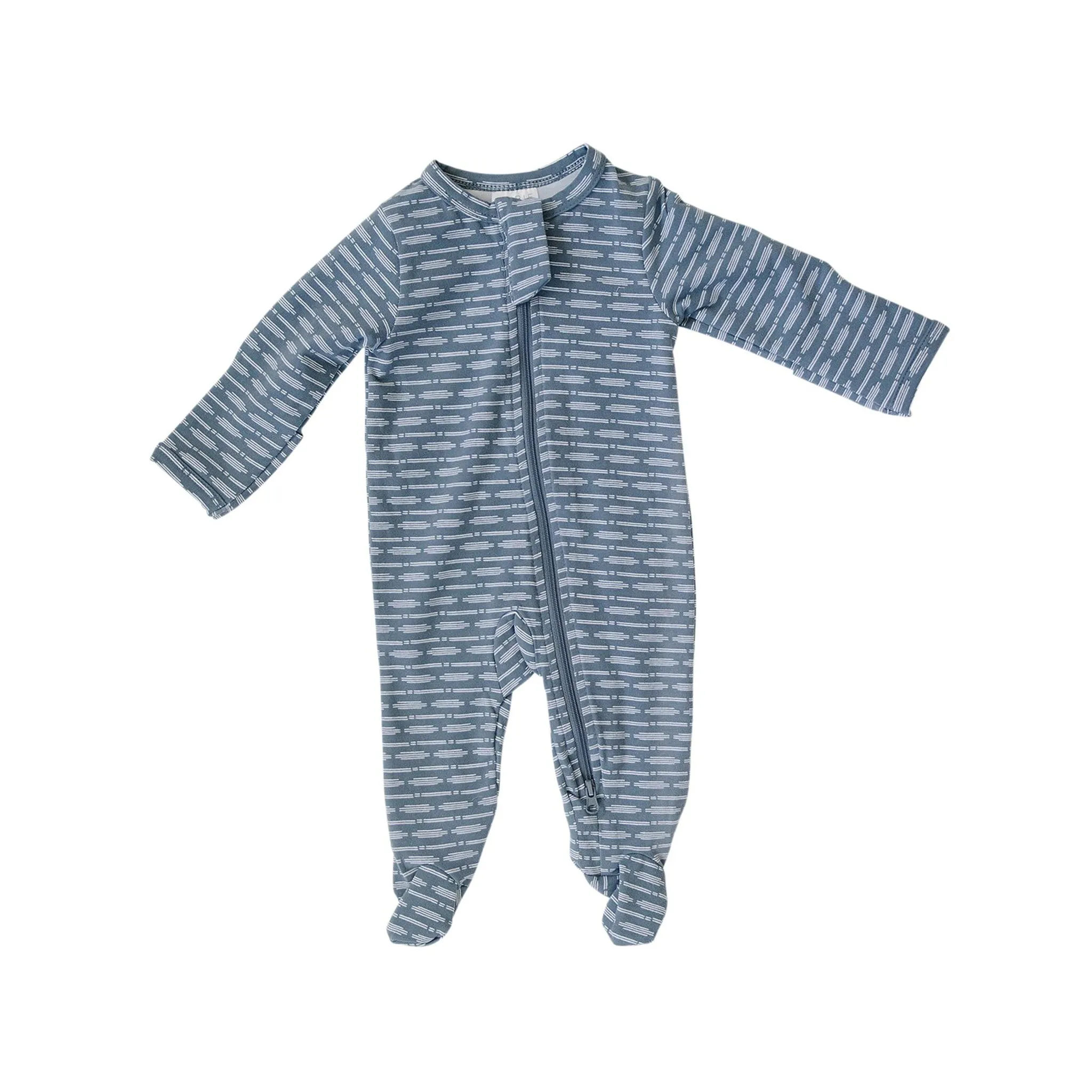 Cotton Footed Zipper One Piece - Blue Horizon