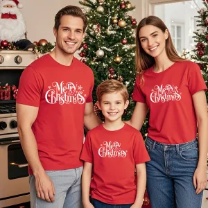 Cotton Red Printed T-shirt Christmas Top