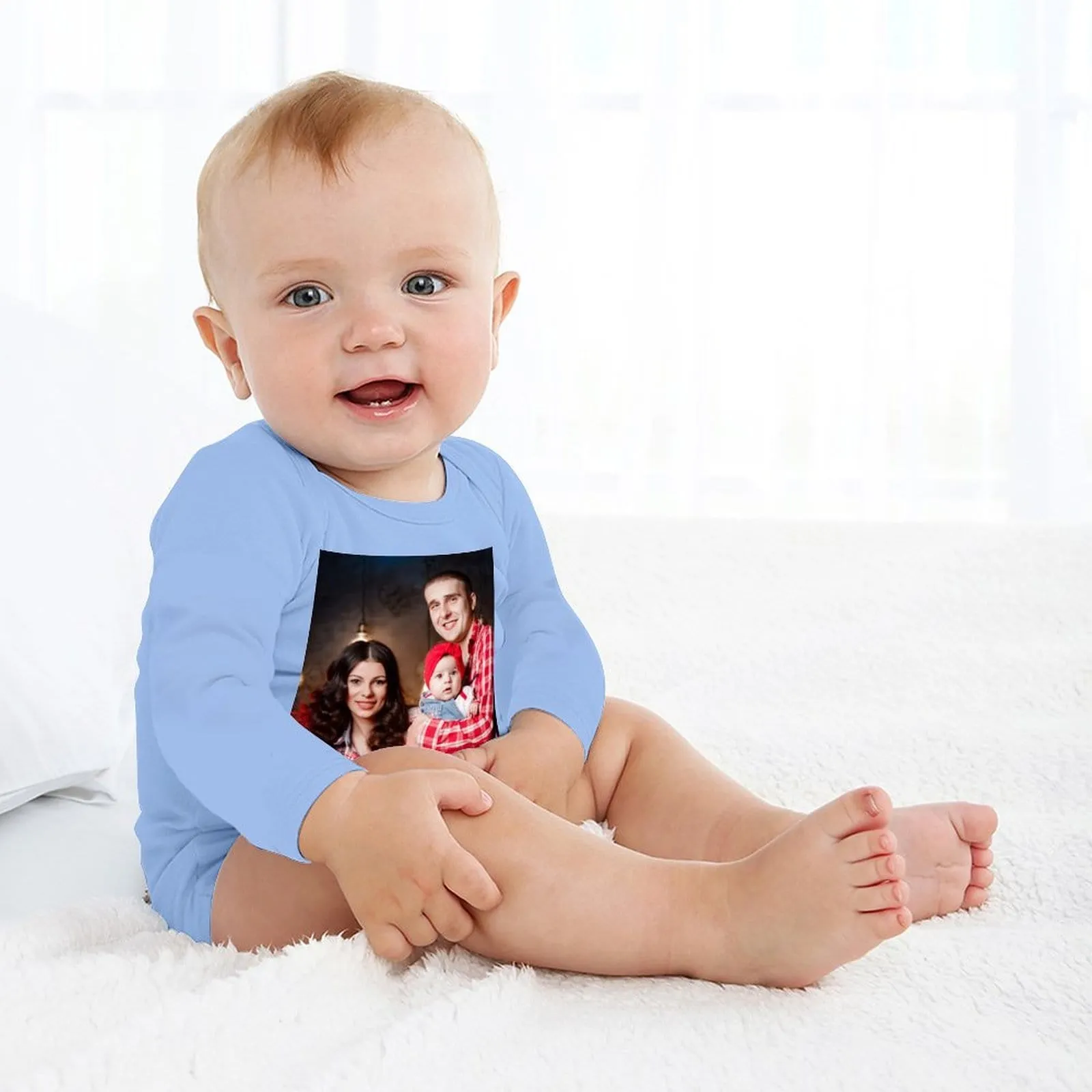Custom Face Family Infant Bodysuit One Piece Jumpsuit Personalized Long Sleeve Rompers Baby Clothes