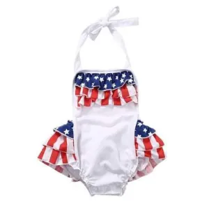 Cute Flag Pattern Baby Girls Rompers