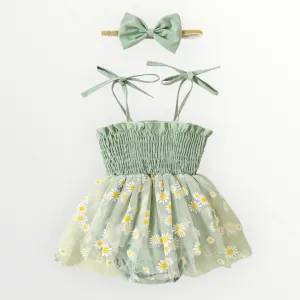 Daisy Ruffle Romper - Green