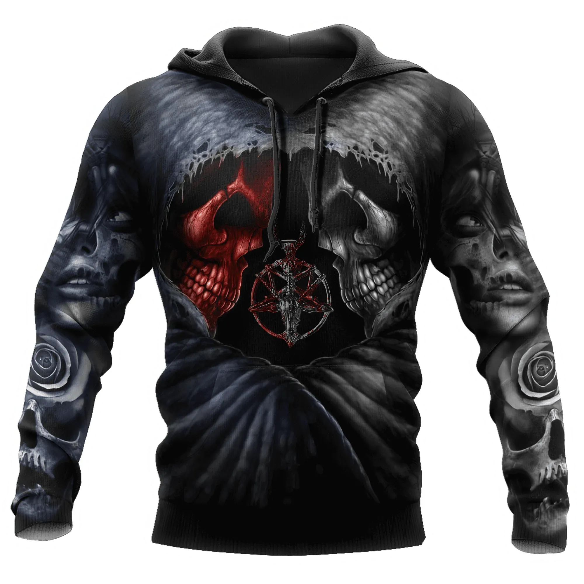 Dark Art Skull Hoodie For Men And Women