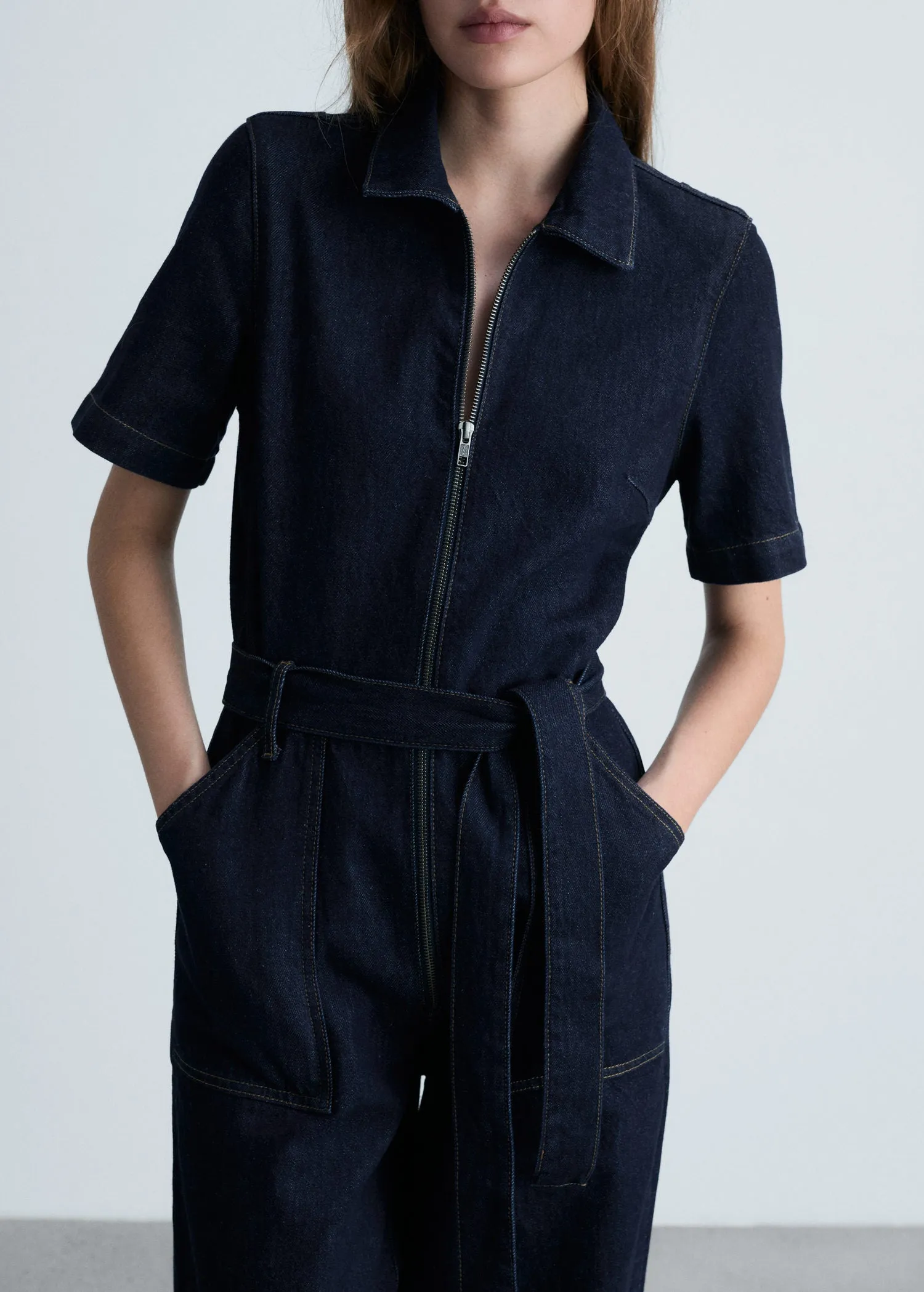 Denim jumpsuit belt - Open Blue