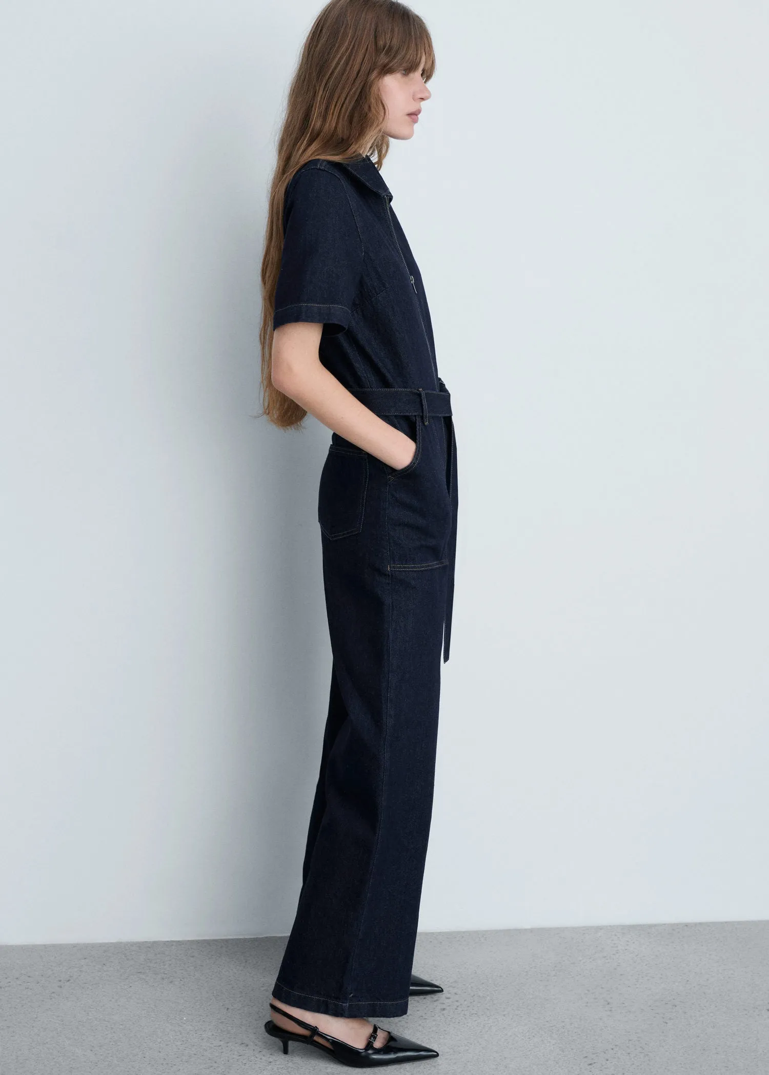 Denim jumpsuit belt - Open Blue