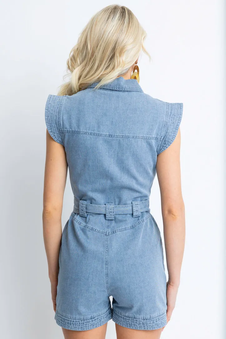 Denim Pocket Romper