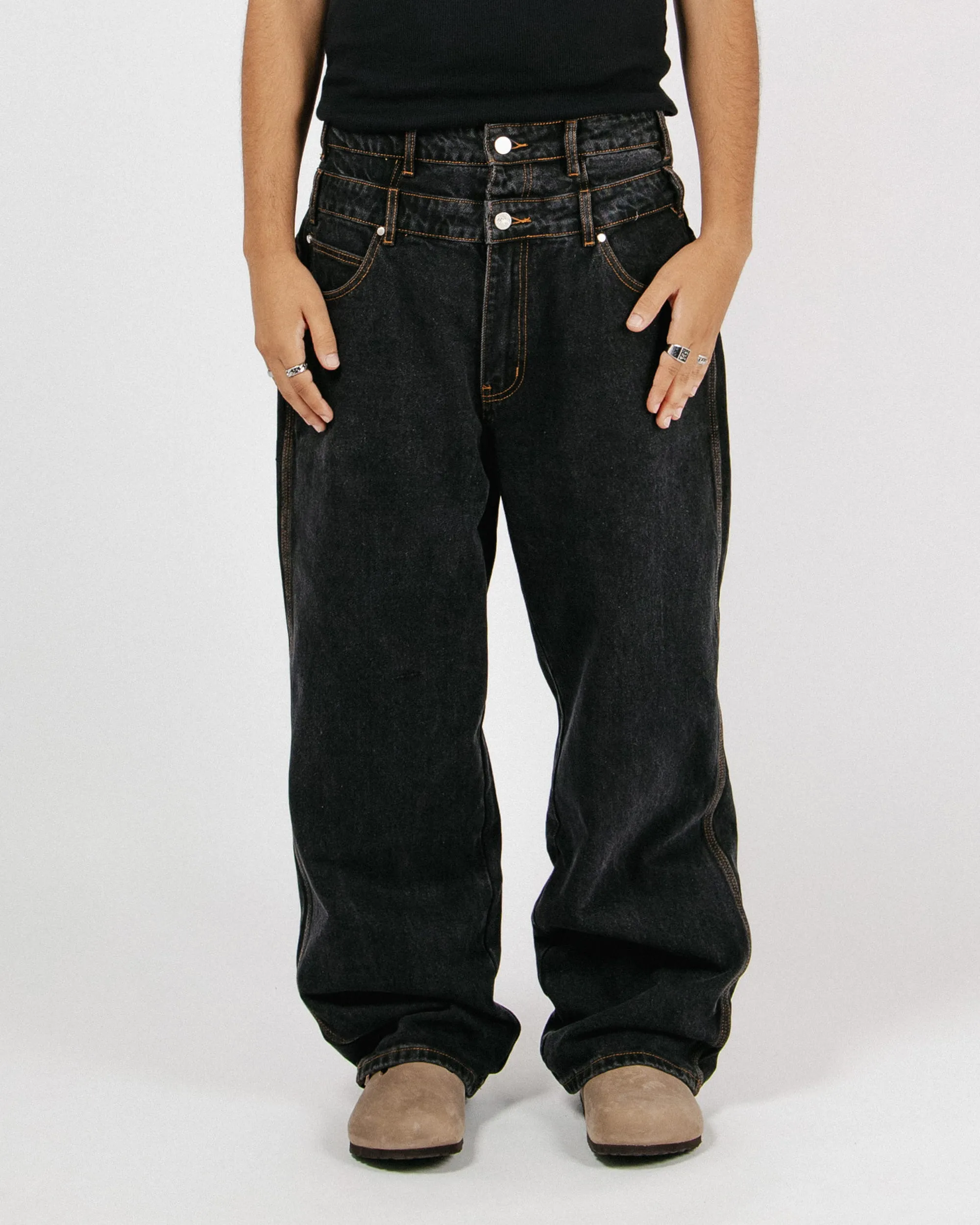 Double Belt Denim - Noir