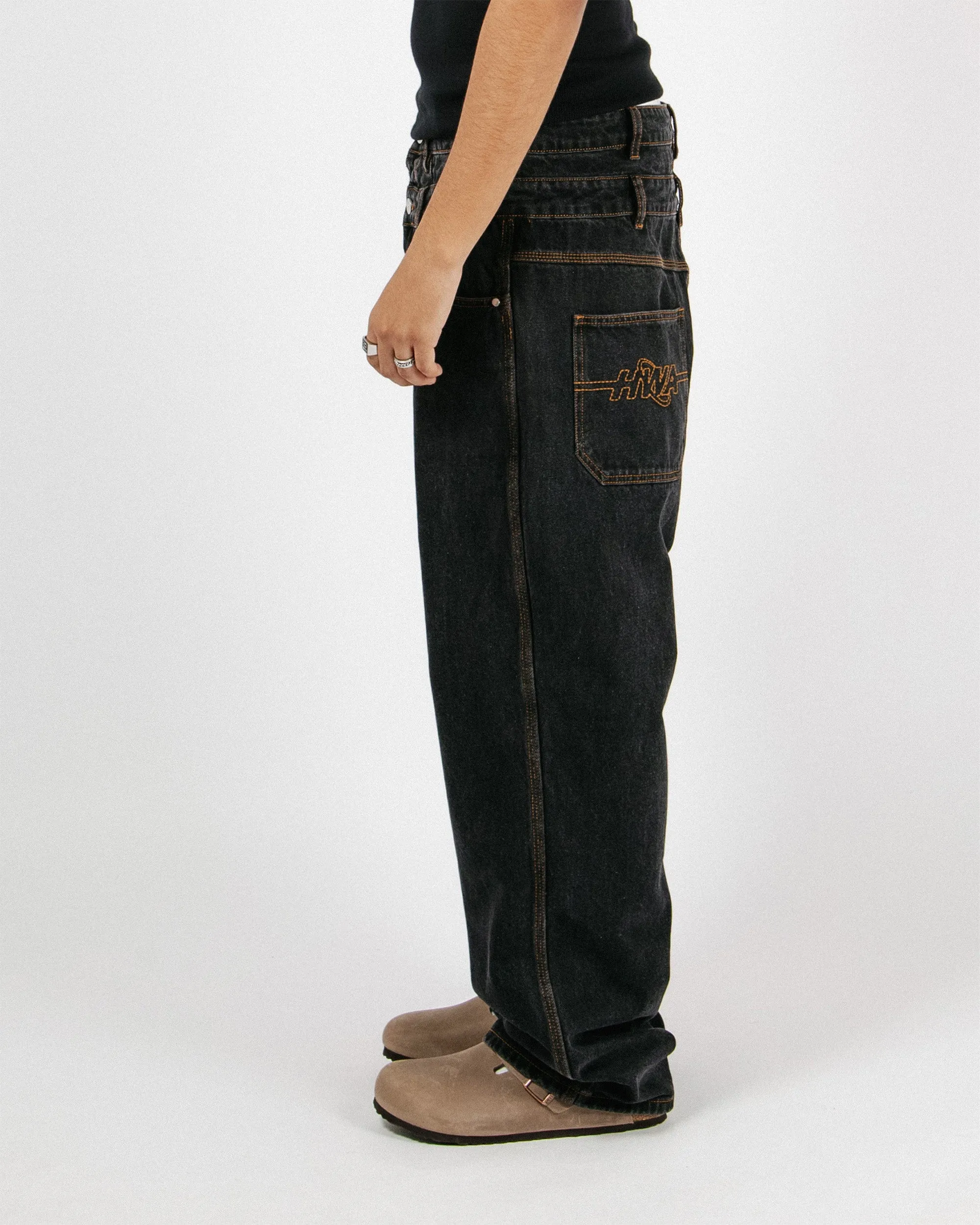 Double Belt Denim - Noir