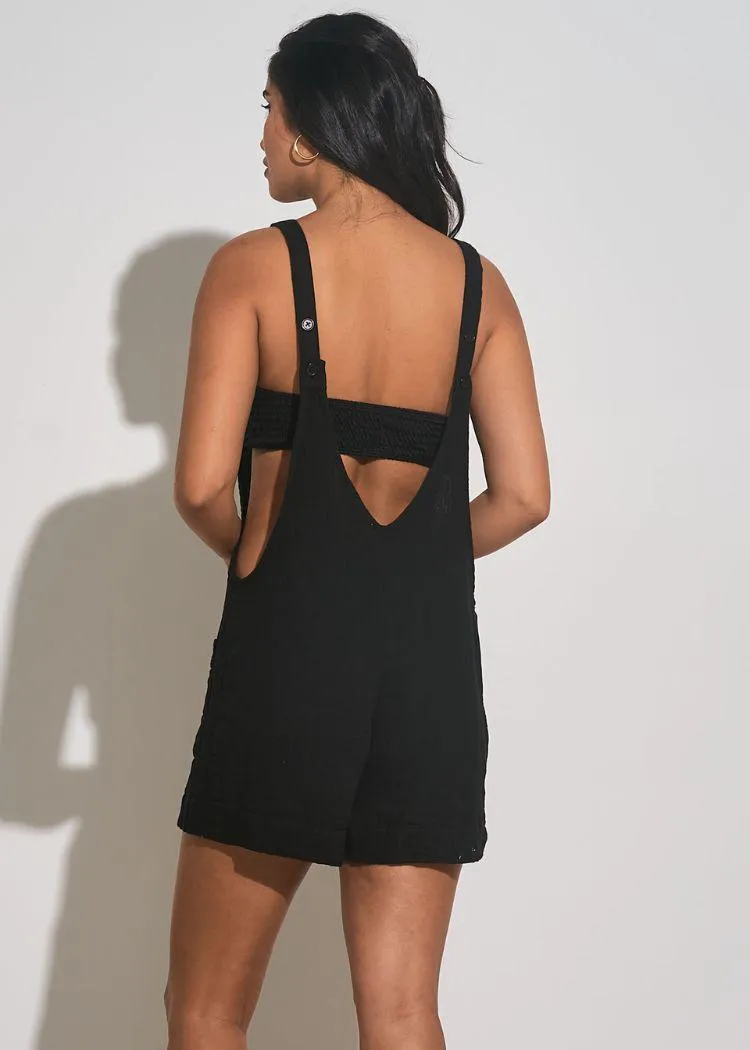 Elan Selena Front Pocket Romper - Black ***FINAL SALE***