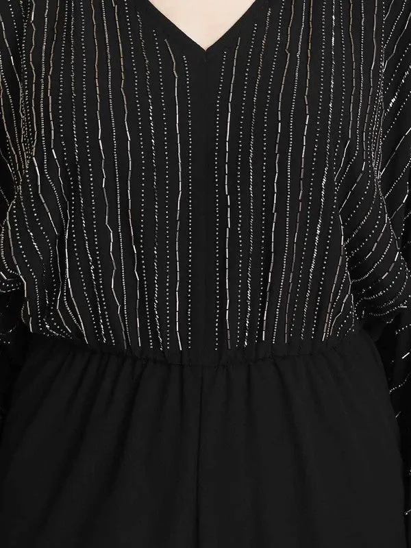 Embellished Jumpsuit With  Batwing Sleeve