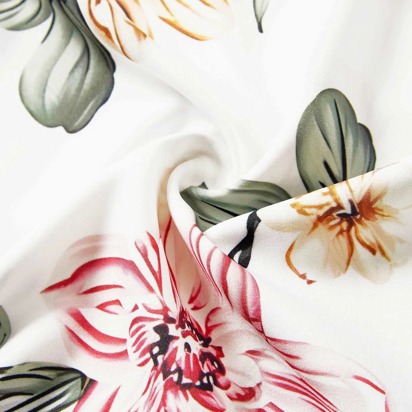 Family Matching Allover Floral Print Notched Neck Belted Dresses and Short-sleeve Colorblock T-shirts Sets
