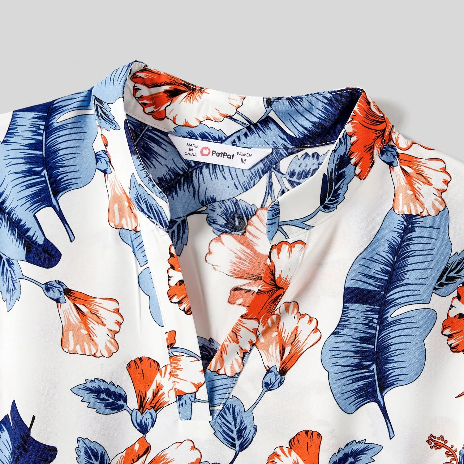 Family Matching Allover Floral Print Notched Neckline Belted Dresses and Cotton Colorblock Short-sleeve T-shirts Sets